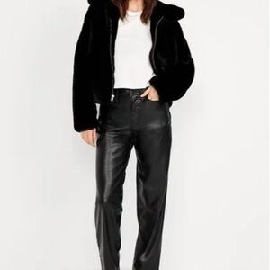 2 pairs - Black OG Loose Faux Leather Pants and OG Straight White Jeans